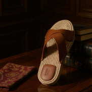Zegna Espadrille Suede — Tan/Cognac Cross-Strap