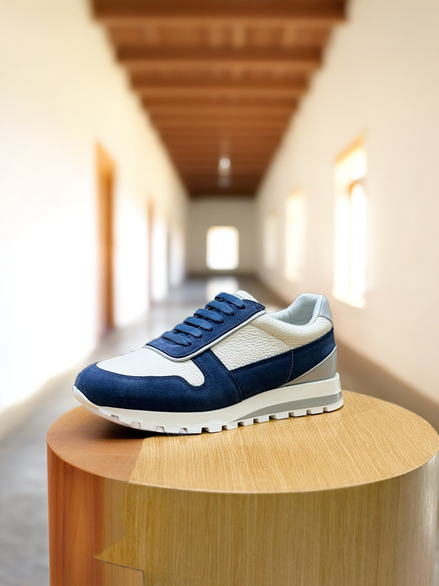Brunello Cucinelli Runner — Blanco/Navy